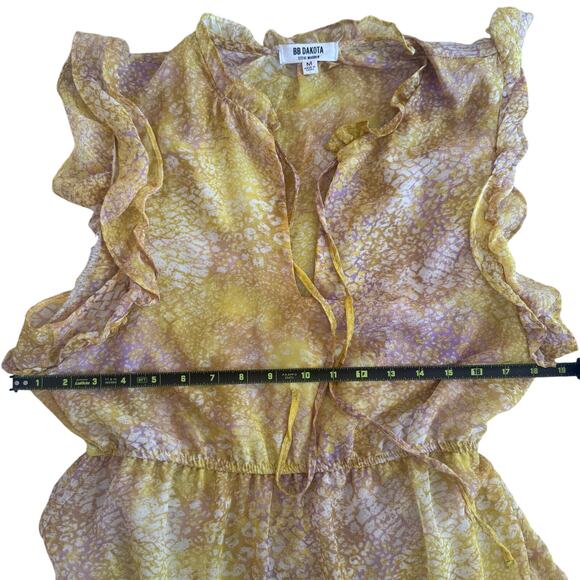 BB DAKOTA | Butter Yellow Dream Girl Tiered Midi Dress Cottagecore | Size M - Picture 10 of 10